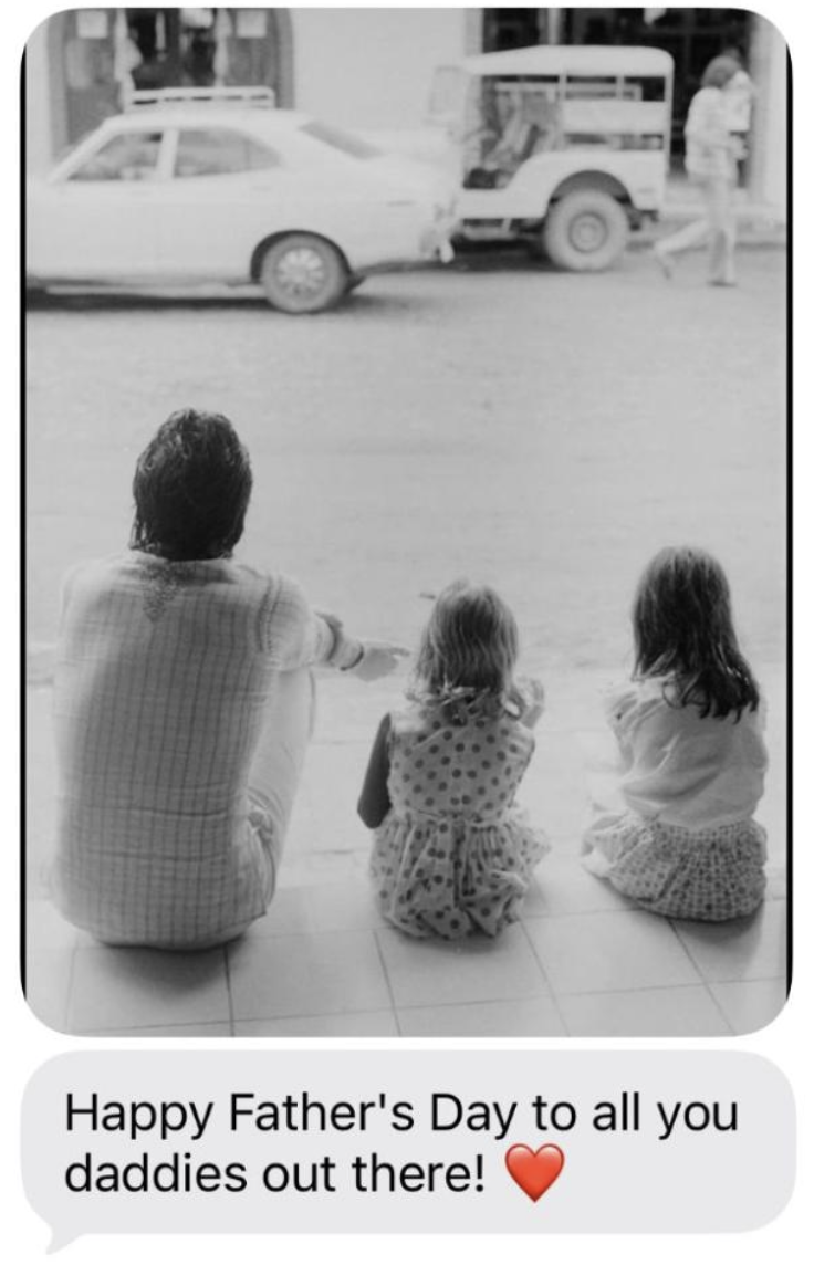 Paul McCartney Father's Day text with a photo from his personal archives