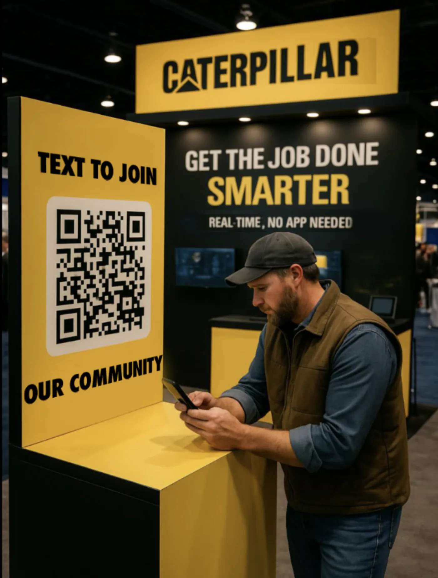 Trade show booth with QR code