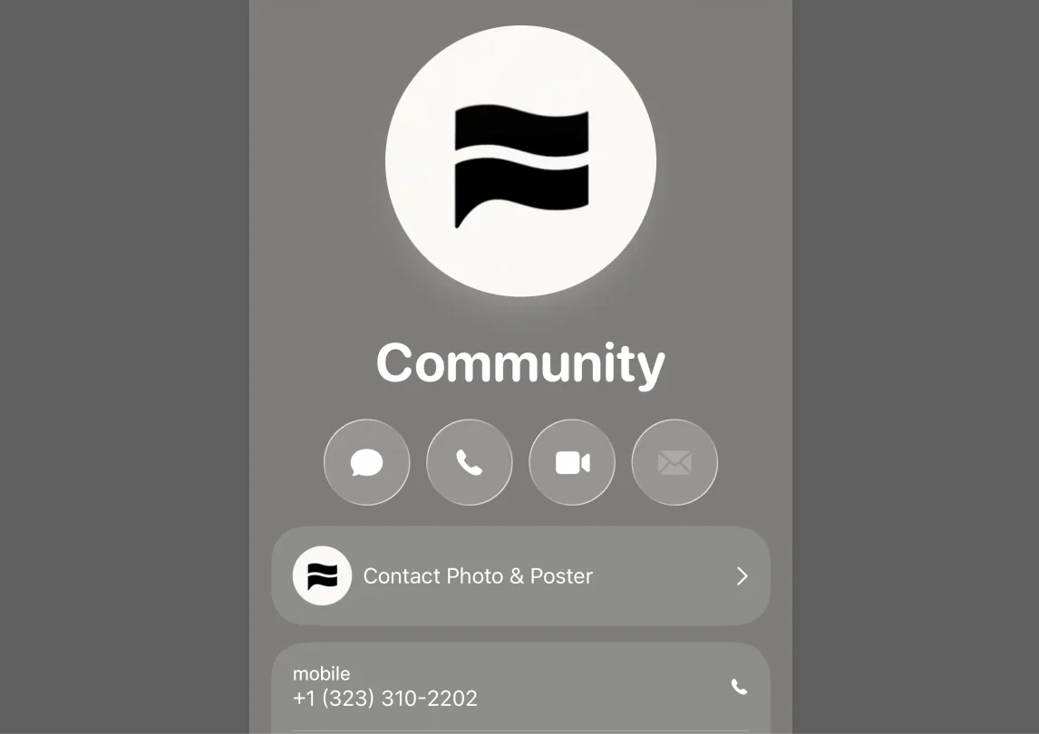 Contact card screenshot