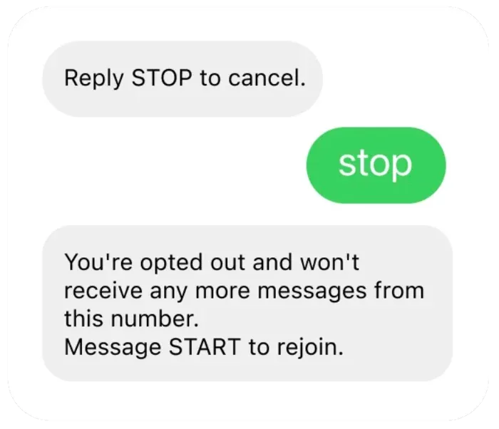 Reply STOP to opt out conversation
