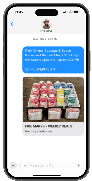 Five Marys Text Message 2