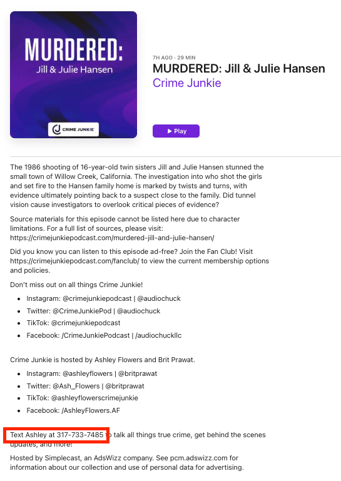 Crime Junkie Ashley Flowers Phone