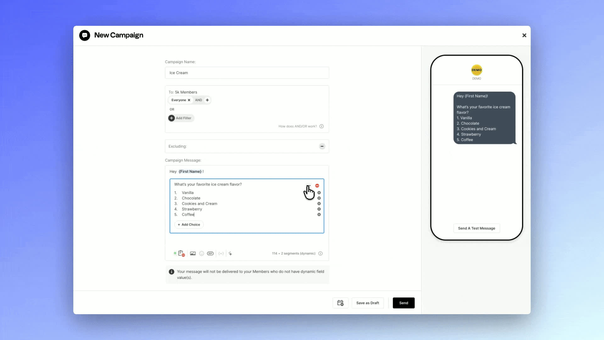 Campaign Survey Feature